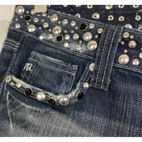 Miss Me Sz 28 Studded Boot Cut Denim Blue Jeans Womens RARE - Picture 9 of 15